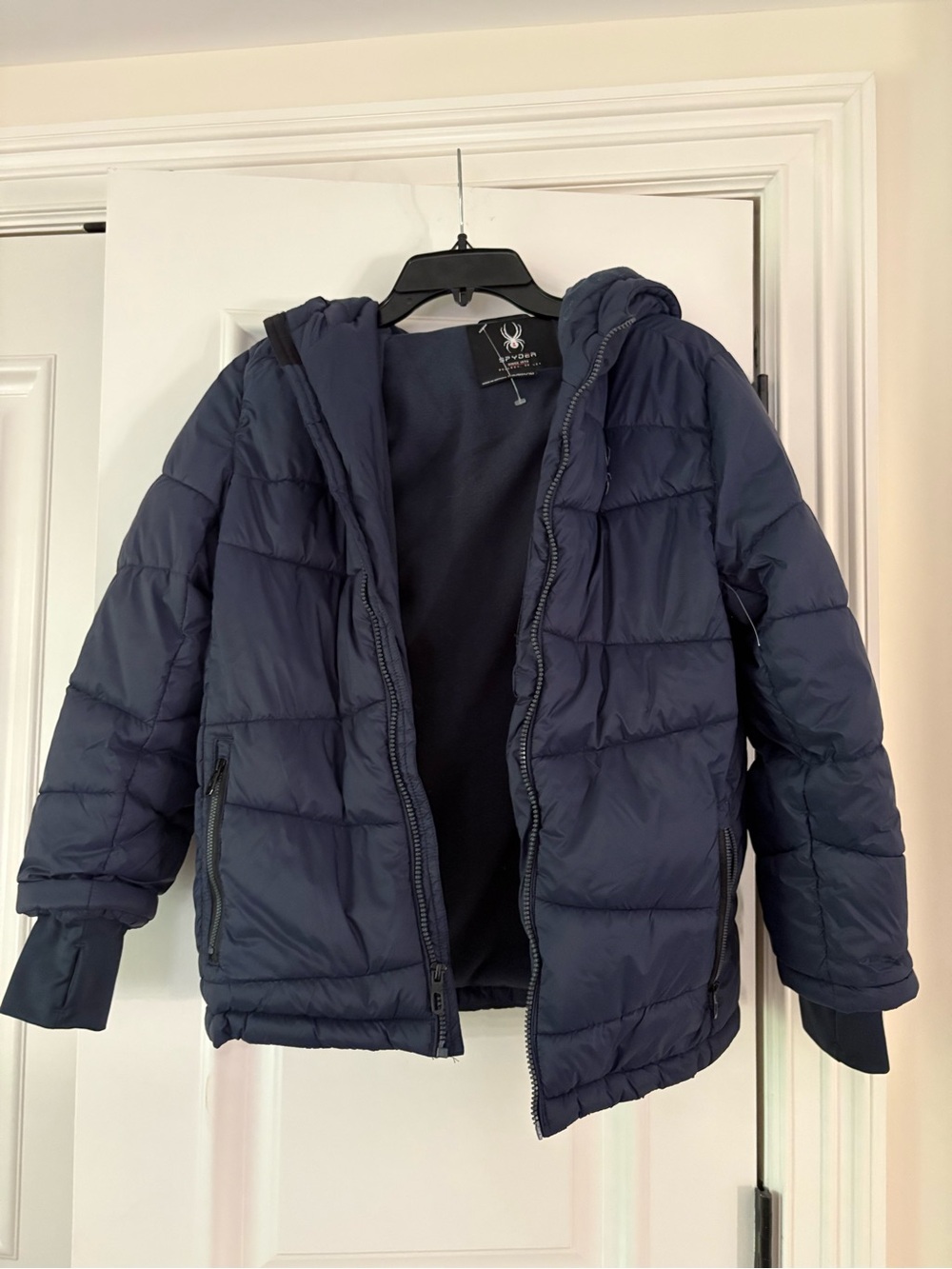 Spyder Boys Navy Blue Puffer Jacket with Hood